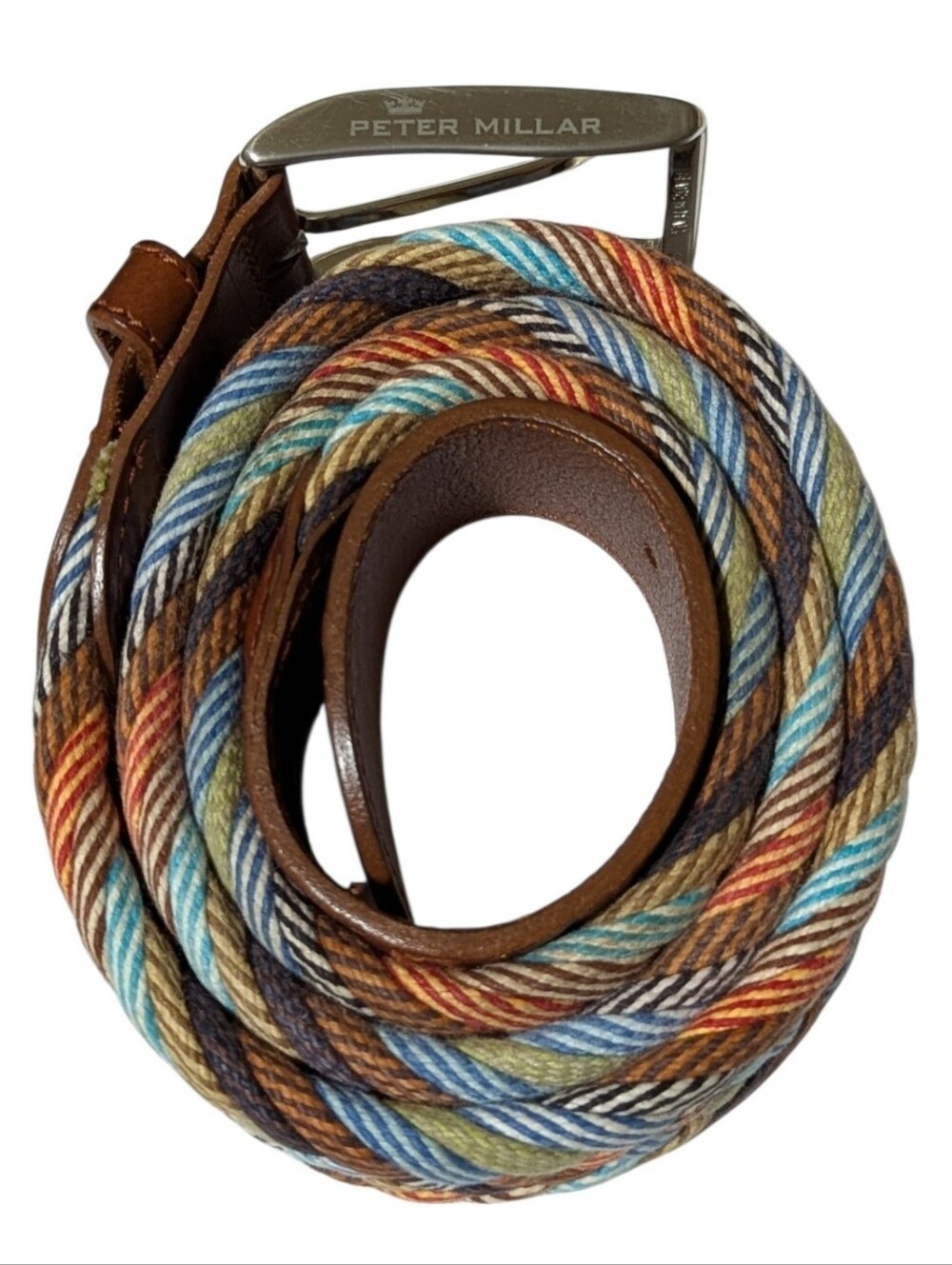 Peter Millar Multicolor Kaleidoscope Braided Belt Sz. 36